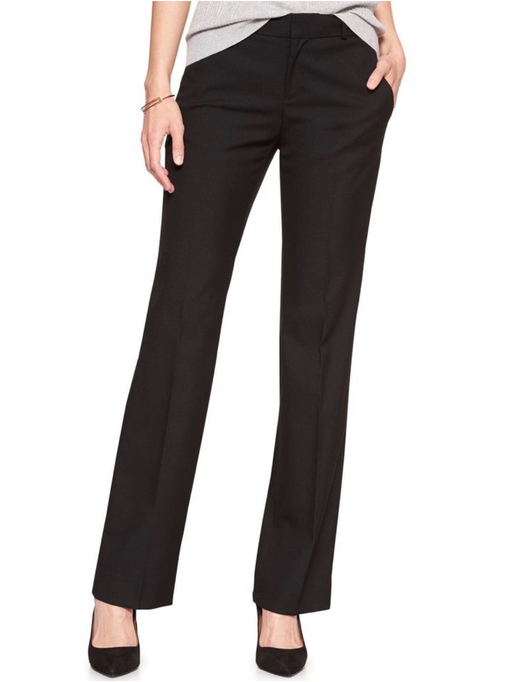 NWT Banana Republic Logan Trouser Pants Size 10 Black Mid Rise Straight Leg